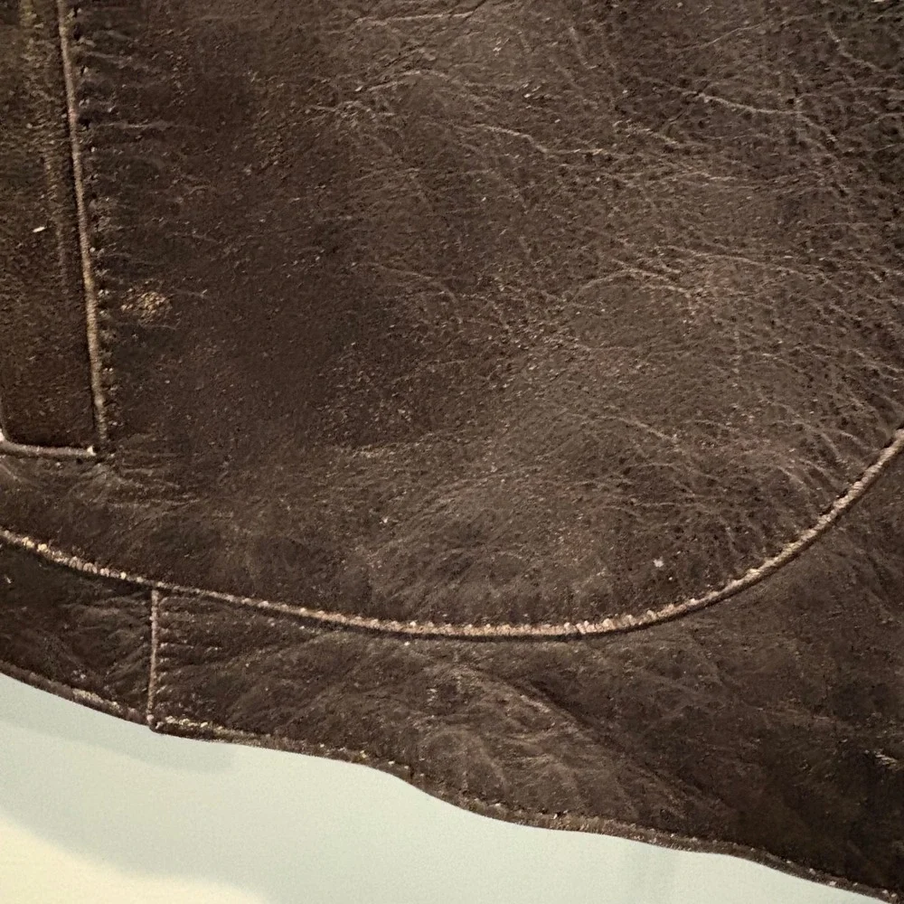 Vtg y2K Wilsons Leather Maxima Jacket Large Slim Chocolate Brown Western Moto - Picture 16 of 16